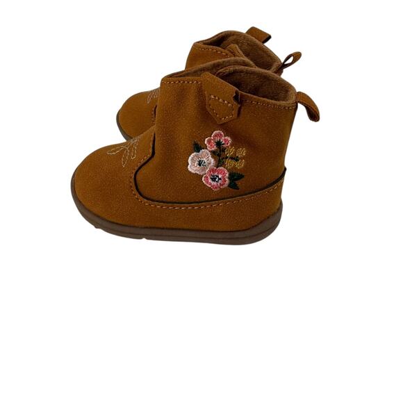 Carters Boots Sunnie Every Step Size 2M Western Floral Embroidered Brown Cowgirl - Picture 4 of 8